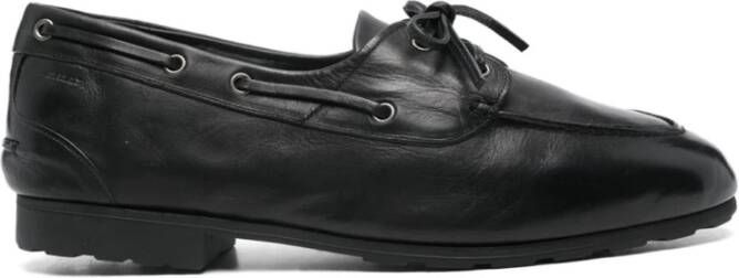 Bally Zwarte Leren Veterschoenen Black Heren