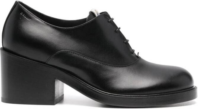 Bally Zwarte Leren Veterschoenen met Blokhak Black Dames