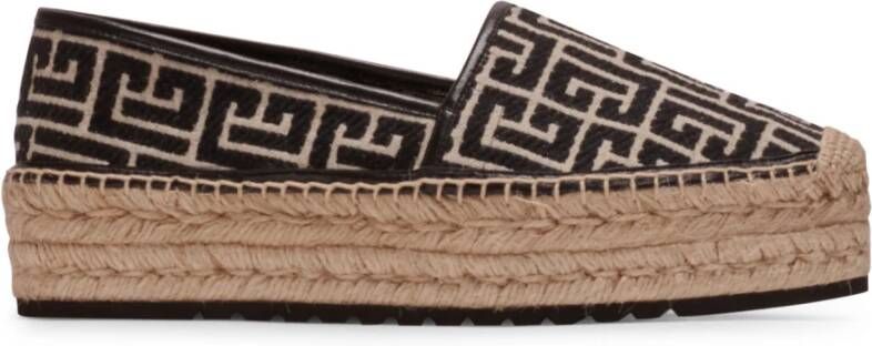 Balmain Alex canvas espadrilles met PB Labyrinth monogram Black Dames