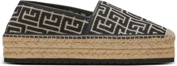 Balmain Alex espadrilles met jacquard monogram Black Heren