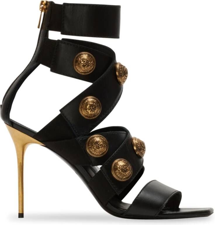 Balmain Alma leather sandals Zwart Dames