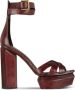 Balmain Sandalen Ava Karung Platform Sandals Leather in rood - Thumbnail 1