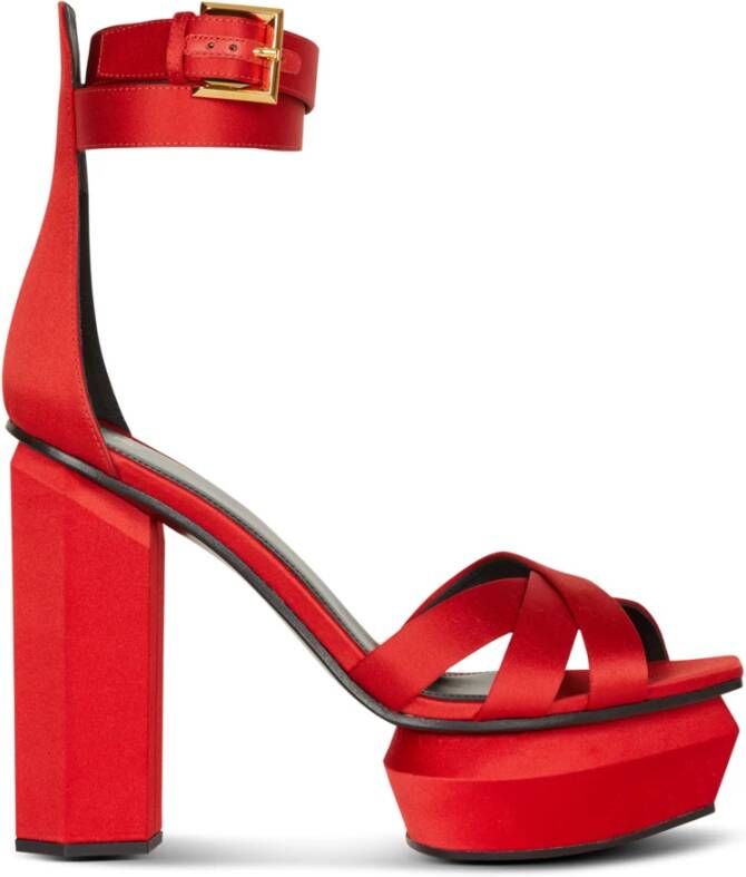 Balmain Ava satin platform sandals Ava satijnen platform sandalen Green Red Dames