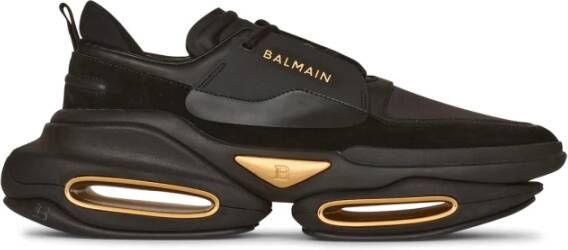 Balmain B-Bold sneakers van leer en suède Multicolor