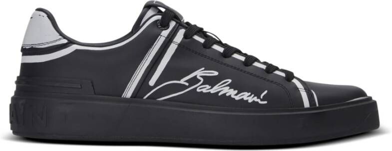 Balmain B-Court bedrukte kalfsleren sneakers Black Heren