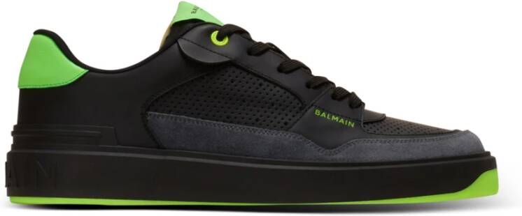 Balmain B-Court Flip trainers in kalfsleer en suède Black Heren