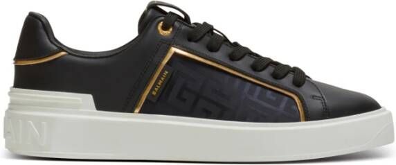 Balmain B-Court monogrammed nylon and leather trainers Zwart Dames