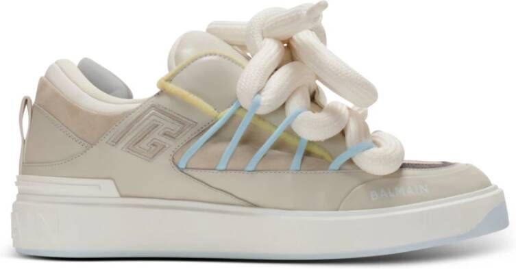 Balmain B-Court Puffy Skate sneakers van kalfsleer en suède Gray Heren