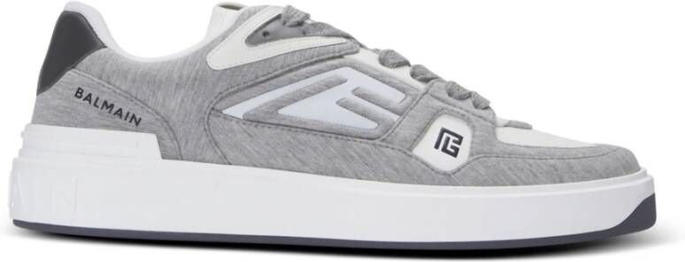 Balmain B-Court Skate trainers van fleece en kalfsleer Gray Heren