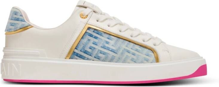 Balmain B-Court trainers in leer en denim White Dames