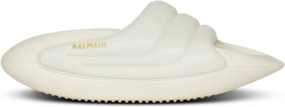 Balmain Gewatteerde Slides met Open Teen en Oversized Zool Black Heren