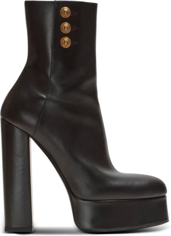 Balmain Bottines Brune en cuir Black Dames