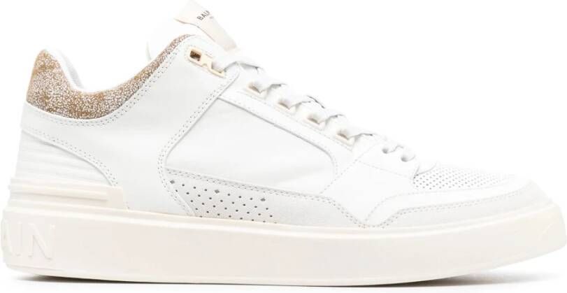 Balmain Casual Witte Sneakers Kalfsleer Suède White Heren