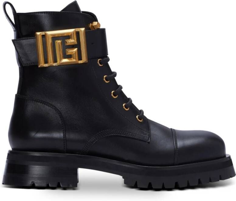 Balmain Charlie leren rangerlaarzen Black Dames