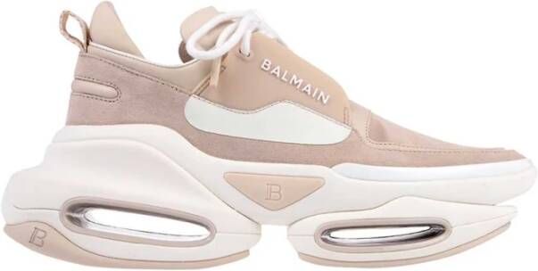 Balmain Chunky Leren Sneakers Beige Dames