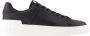 Balmain Zwarte Leren Sneakers Ronde Neus Vetersluiting Black Heren - Thumbnail 1