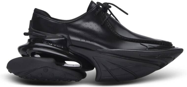 Balmain Eenhoorn geglazuurde leren loafers Black Heren