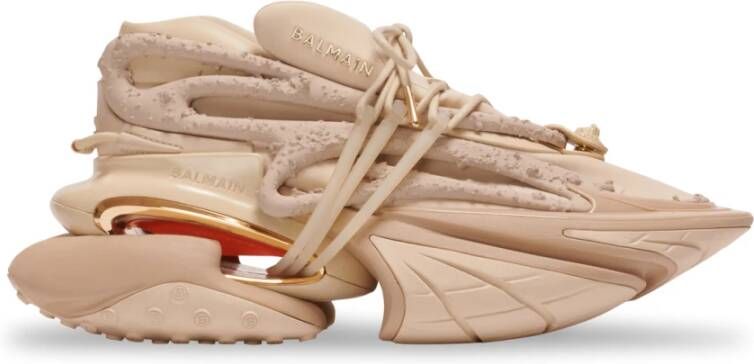 Balmain Eenhoorn lage sneakers van neopreen en leer. Beige Heren