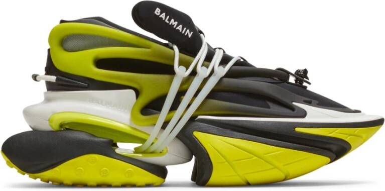 Balmain Unicorn low-top trainers in neoprene and leather Geel Heren