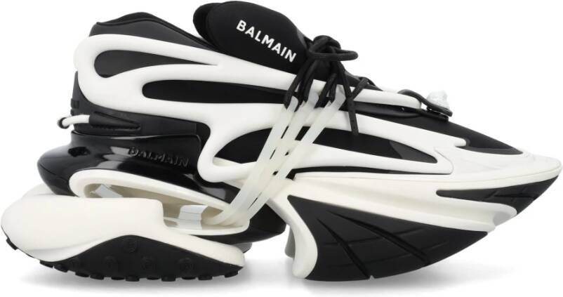 Balmain Eenhoorn lage-top sneakers Zwart Wit Black Heren