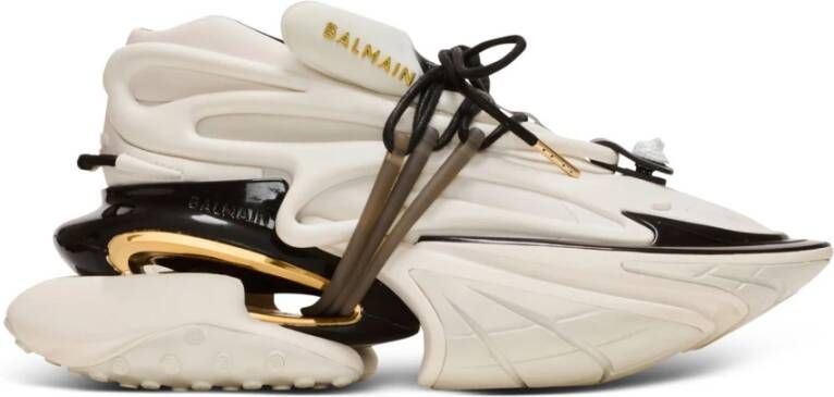 Balmain Eenhoorn Lage trainers in neopreen en kalfsleer White Dames