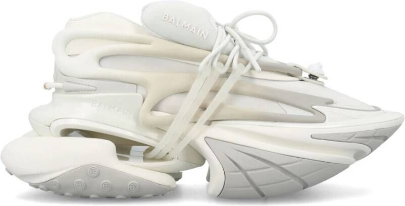 Balmain Baskets basses Unicorn en néoprène et cuir Wit