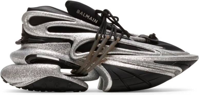 Balmain Eenhoorn trainers van neopreen en leer. Grijs Heren