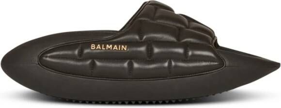 Balmain Gewatteerde leren B-It muilezels Black Dames