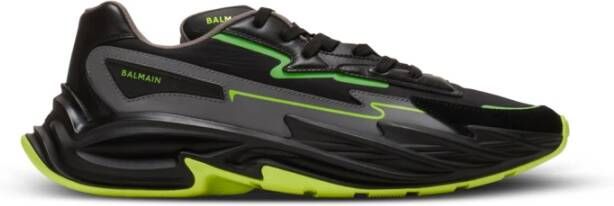 Balmain Hardloop-Rij leer en nylon trainers Black Heren