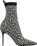 Balmain Monogramlaarzen met Gebreid Logodetail Black Dames - Thumbnail 1