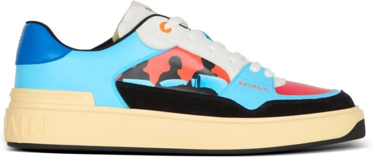 Balmain Kalfsleren B-Court Flip trainers met Prince Gyasi print Multicolor Heren