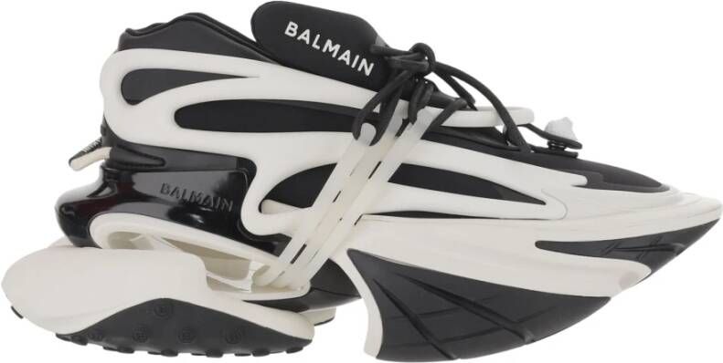 Balmain Neopreen Rubber Veterschoenen Zwart Wit Black Dames