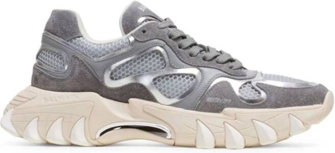 Balmain Panelled Chunky Sneakers met Mesh Detail Gray Dames