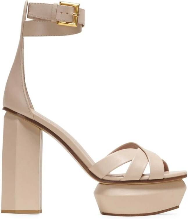 Balmain Platform Pumps met Geometrisch Ontwerp Beige Dames