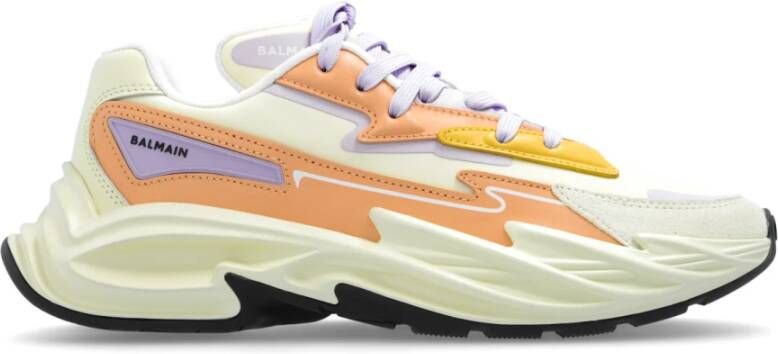 Balmain Run-Row leren en nylon sneakers Multicolor Dames