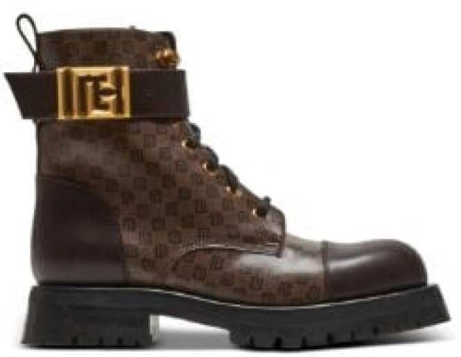 Balmain Romy Ranger Monogram Enkellaarzen Brown Dames