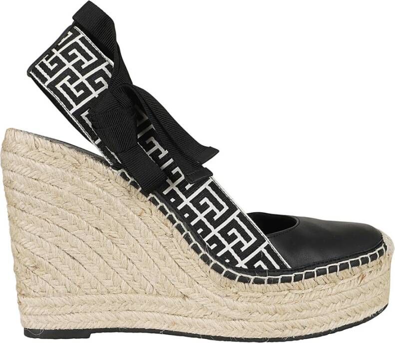 Balmain Alex monogram jacquard en leren espadrilles Black Dames