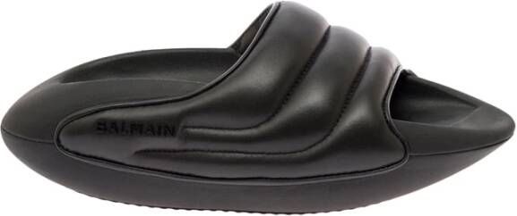 Balmain Zwarte Gewatteerde Slip-on Sandalen Black Dames