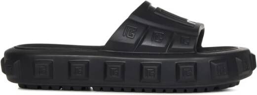 Balmain Geëmbosseerde Monogram Slides Black Heren