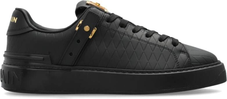 Balmain B-Court B-Buzz sneakers in reliëf kalfsleer Black Dames