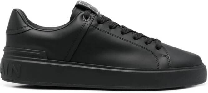 Balmain Zwarte Court Sneakers Lage Hakken Trainers Black Heren