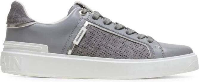 Balmain B-Court trainers in perforated monogrammed leather Grijs Heren