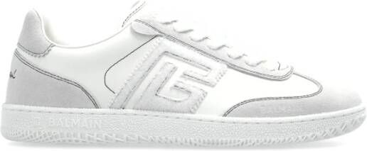 Balmain Zwaan trainers in kalfsleer en suède White Dames