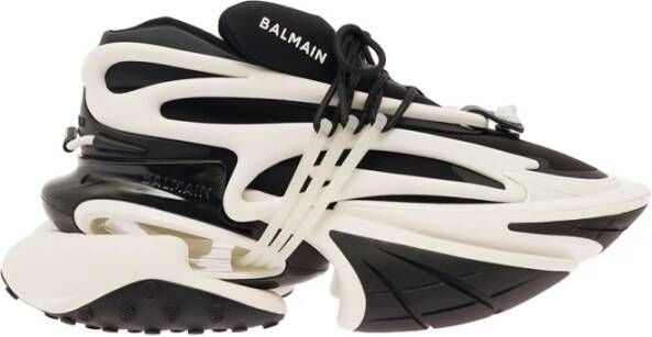 Balmain Zwarte Platform Sneakers met Leeuwenkop Kliksluitingen Zwart Heren