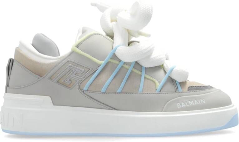 Balmain B-Court Puffy Skate sneakers van kalfsleer en suède Gray Heren