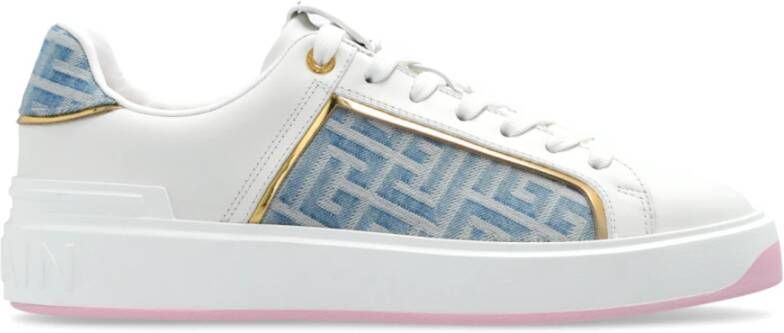 Balmain B-Court trainers in leer en denim White Dames