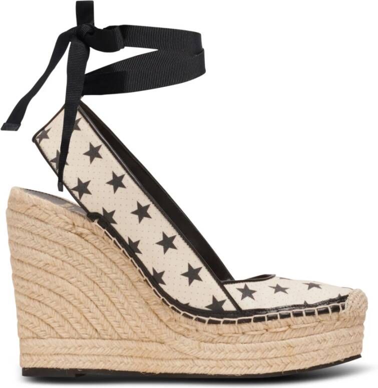 Balmain Sterrenprint Sleehak Espadrilles Beige Dames