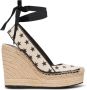 Balmain Sterrenprint Sleehak Espadrilles Beige Dames - Thumbnail 1