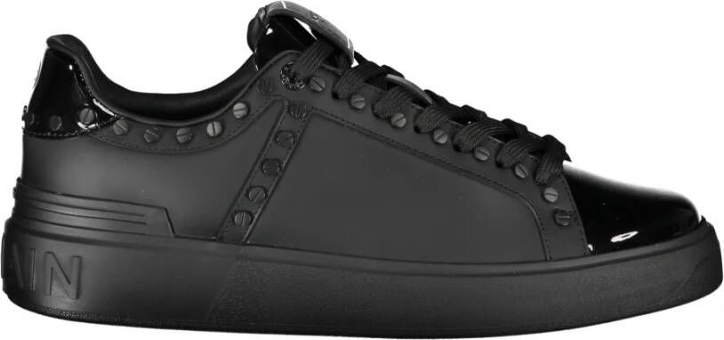 Balmain Studded Leren Sneakers Black Heren