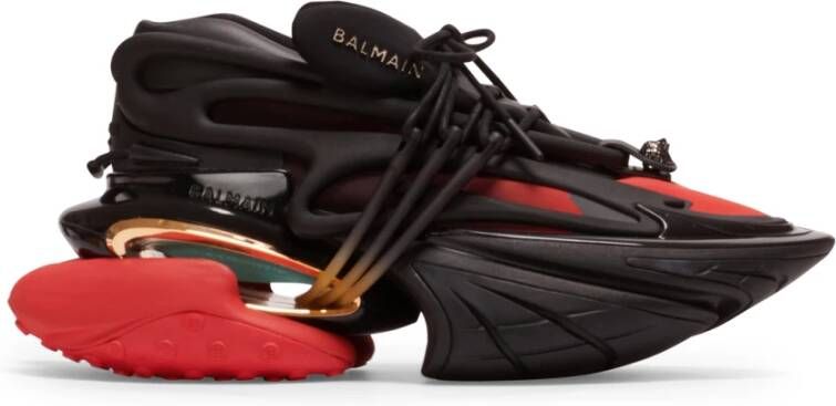 Balmain Unicorn low-top trainers in neoprene and leather Zwart Heren